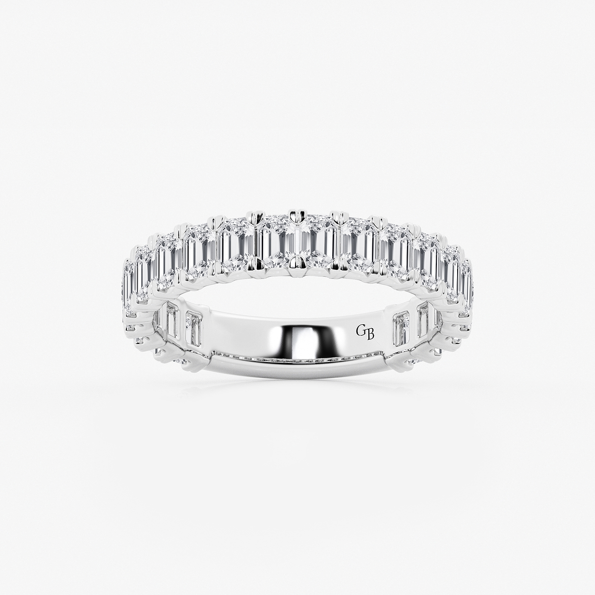 2 ctw Emerald Lab Grown Diamond Three Quarter Eternity Wedding Band