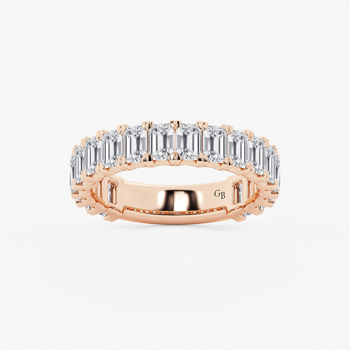 3 ctw Emerald Lab Grown Diamond Three Quarter Eternity Wedding Band