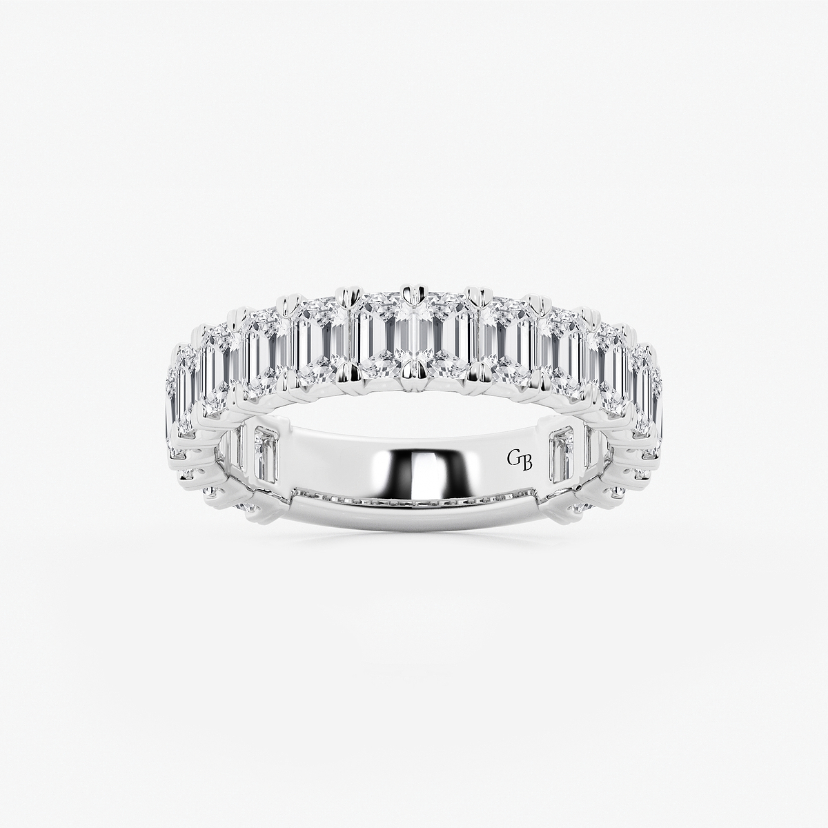 3 ctw Emerald Lab Grown Diamond Three Quarter Eternity Wedding Band