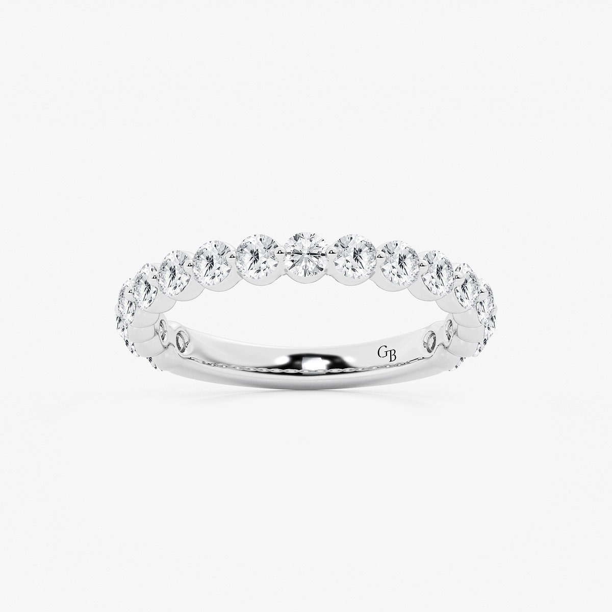 1 ctw Round Lab Grown Diamond Three Quarter Eternity Wedding Band