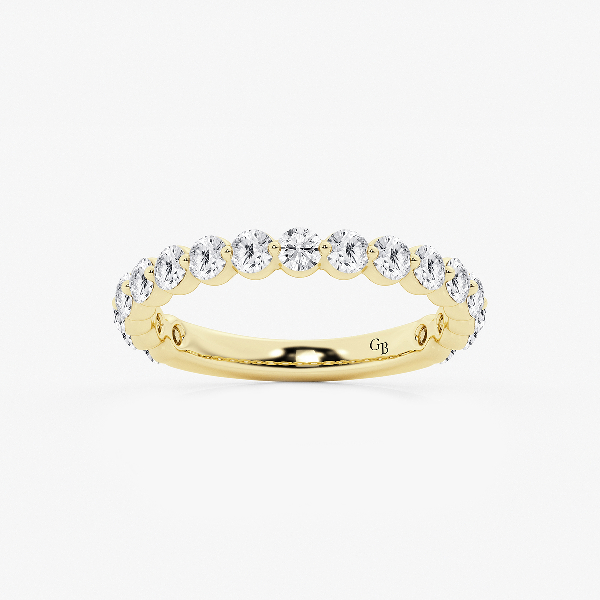 1 ctw Round Lab Grown Diamond Three Quarter Eternity Wedding Band 14K Yellow Gold, F, VS2