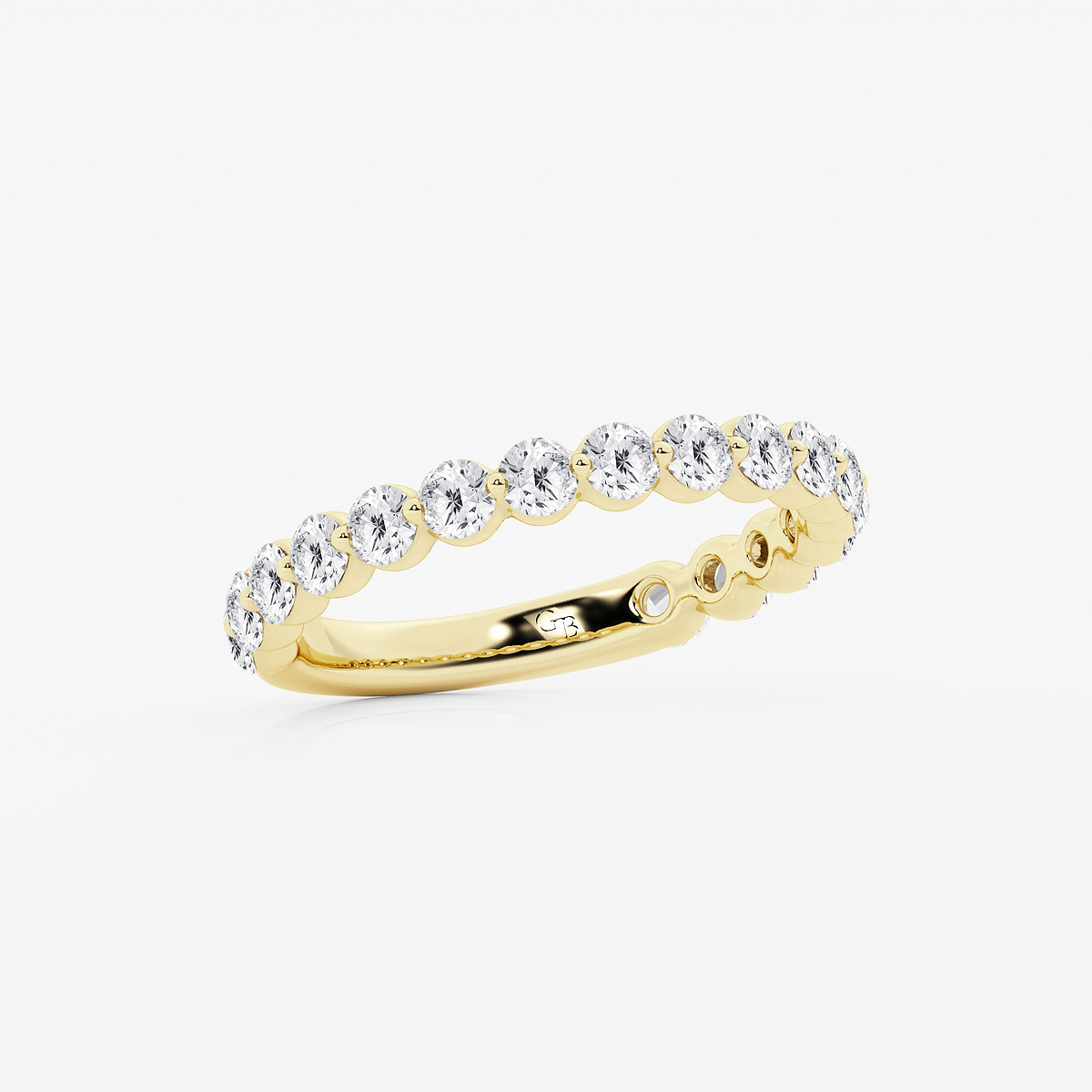 1 ctw Round Lab Grown Diamond Three Quarter Eternity Wedding Band 14K Yellow Gold, F, VS2