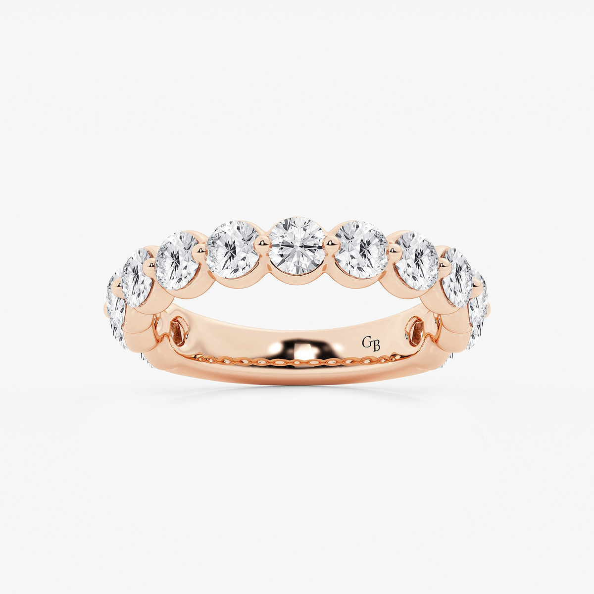 2 ctw Round Lab Grown Diamond Three Quarter Eternity Wedding Band