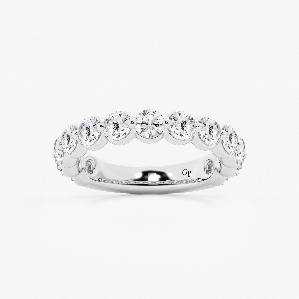 2 ctw Round Lab Grown Diamond Three Quarter Eternity Wedding Band