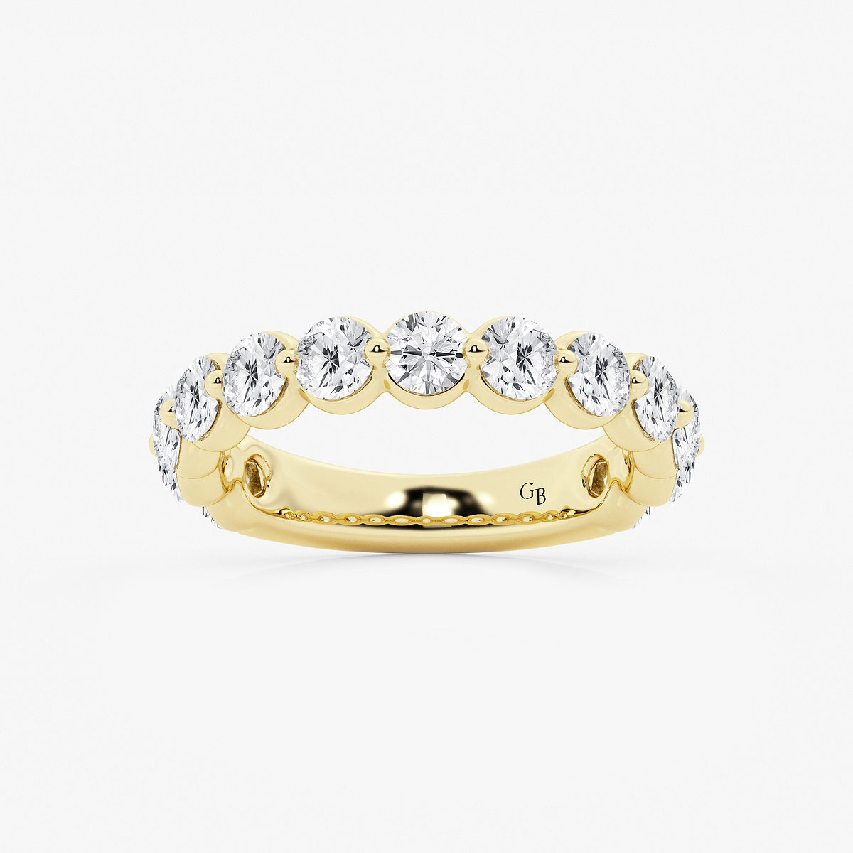 2 ctw Round Lab Grown Diamond Three Quarter Eternity Wedding Band
