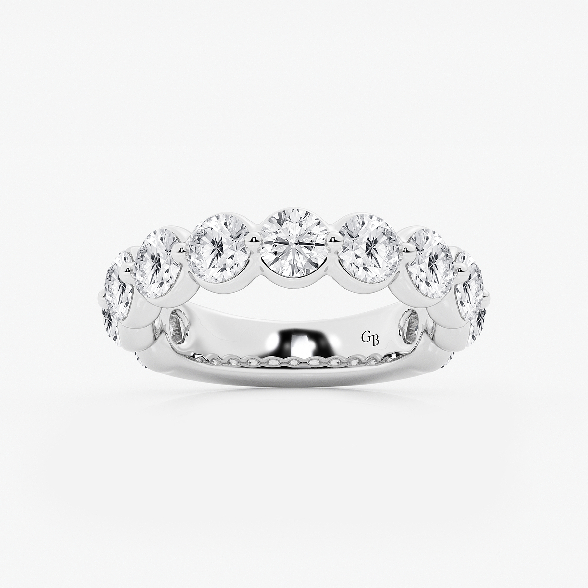 3 ctw Round Lab Grown Diamond Three Quarter Eternity Wedding Band