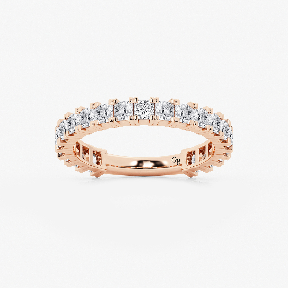 1 1/2 ctw Princess Lab Grown Diamond Three Quarter Eternity Wedding Band