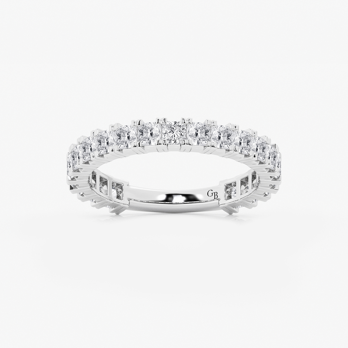 1 1/2 ctw Princess Lab Grown Diamond Three Quarter Eternity Wedding Band