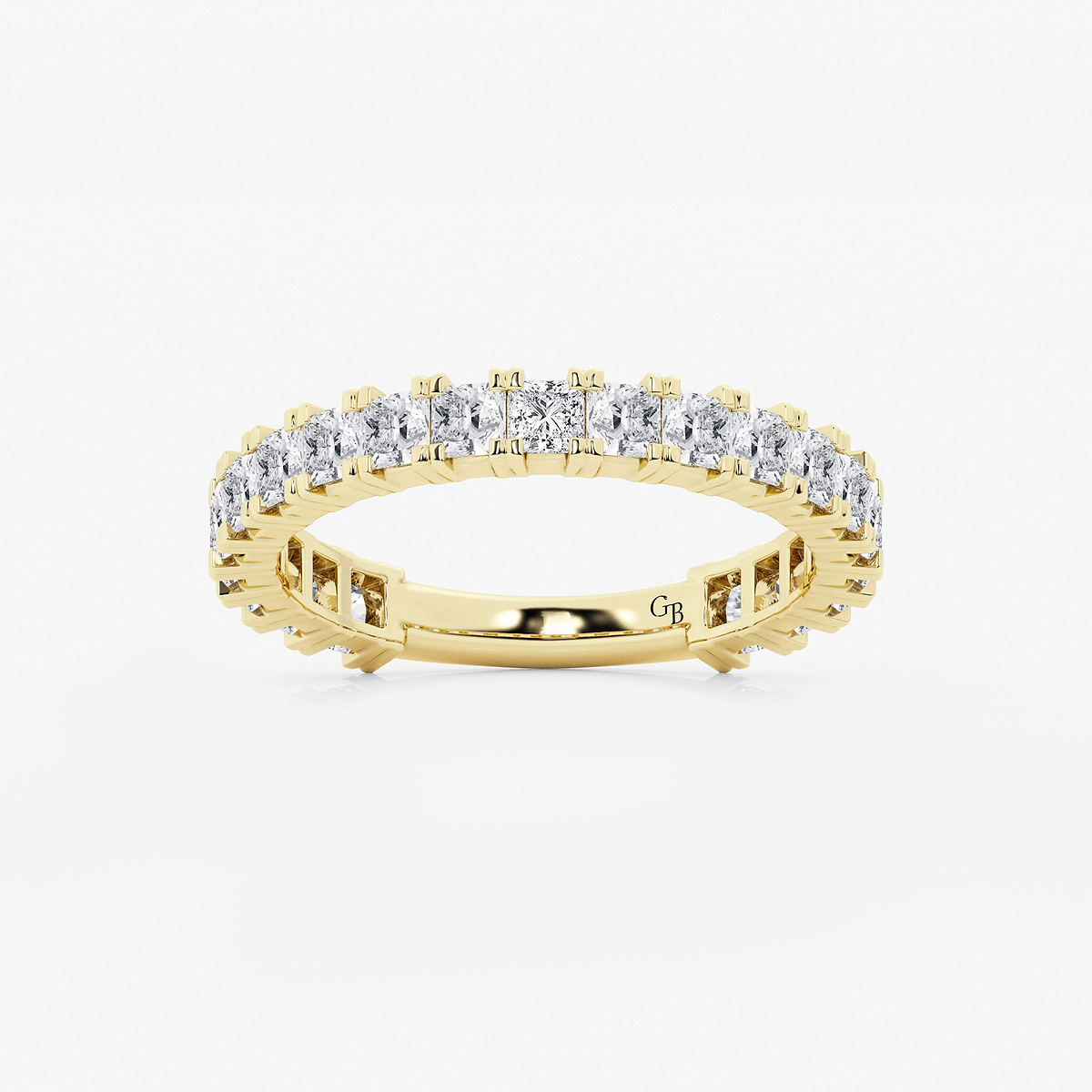 1 1/2 ctw Princess Lab Grown Diamond Three Quarter Eternity Wedding Band