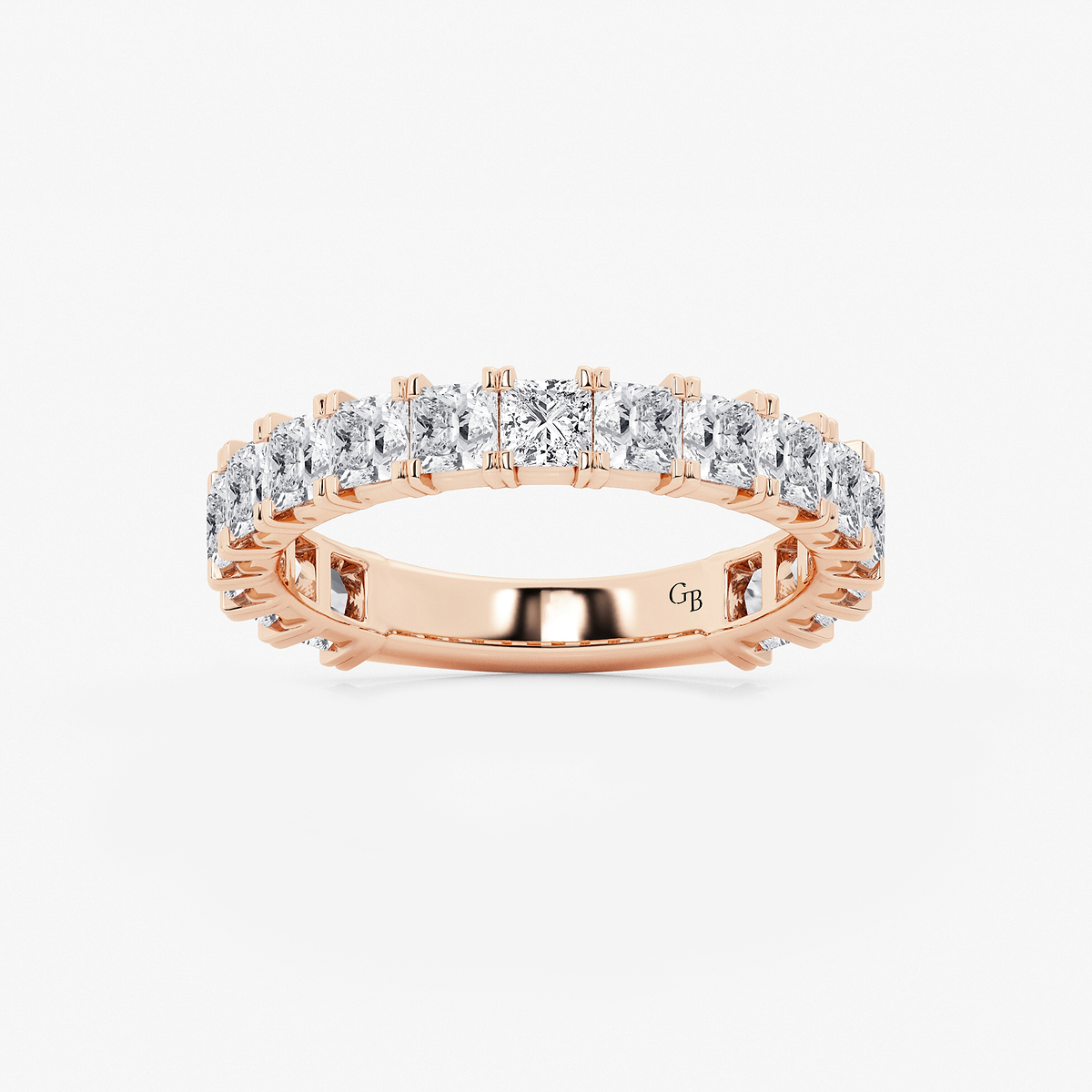 2 ctw Princess Lab Grown Diamond Three Quarter Eternity Wedding Band