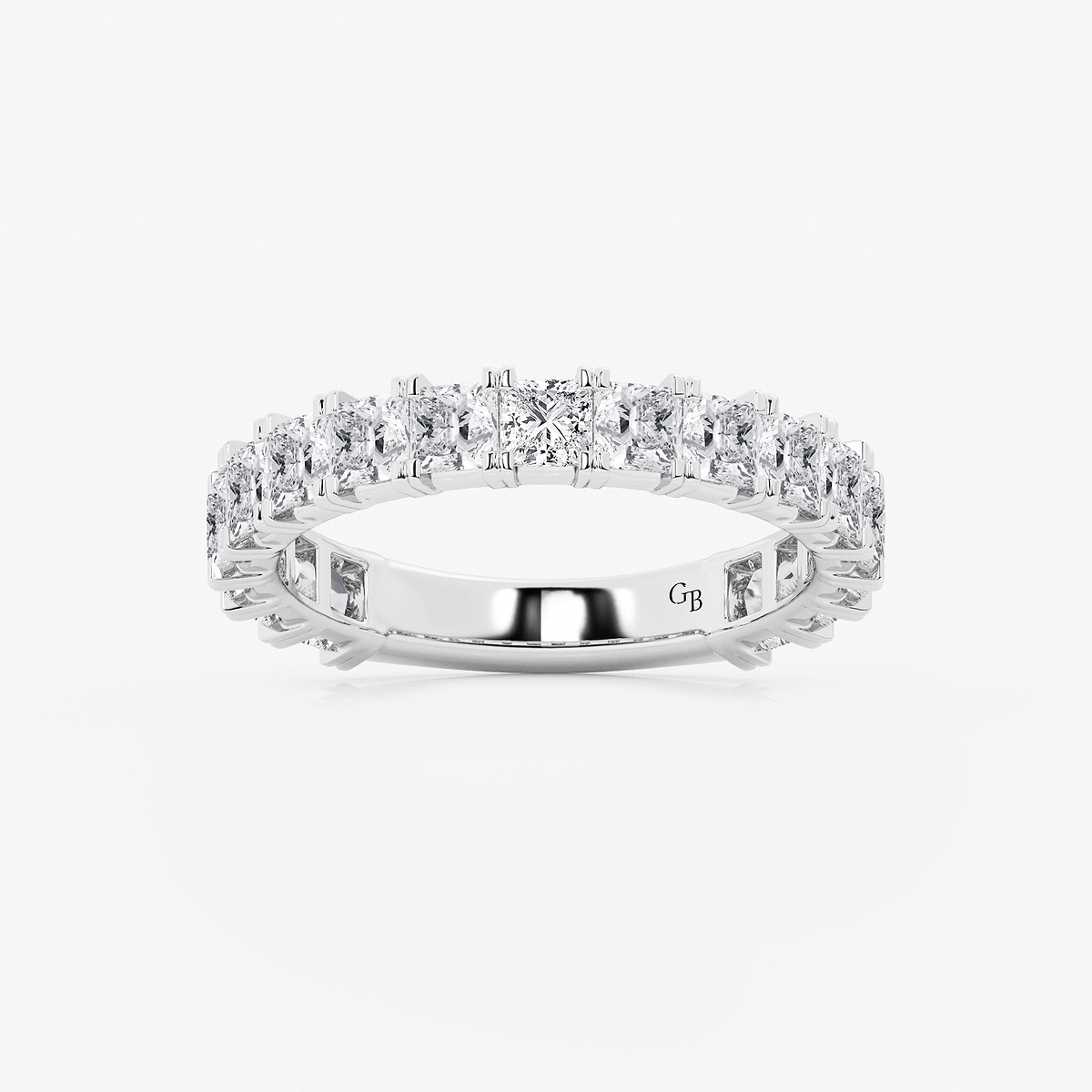 2 ctw Princess Lab Grown Diamond Three Quarter Eternity Wedding Band