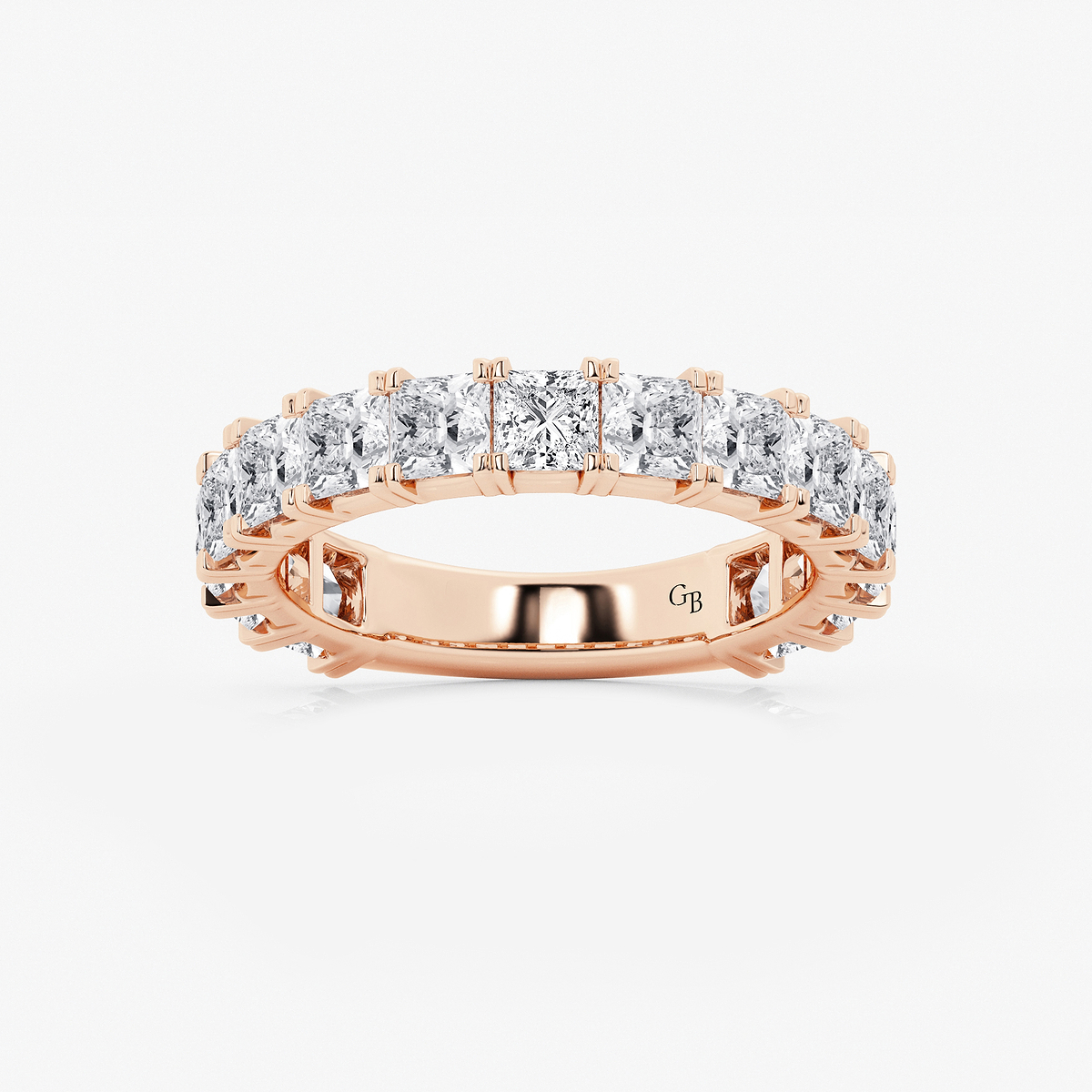 3 ctw Princess Lab Grown Diamond Three Quarter Eternity Wedding Band