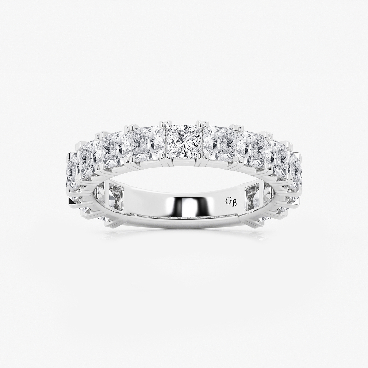 3 ctw Princess Lab Grown Diamond Three Quarter Eternity Wedding Band
