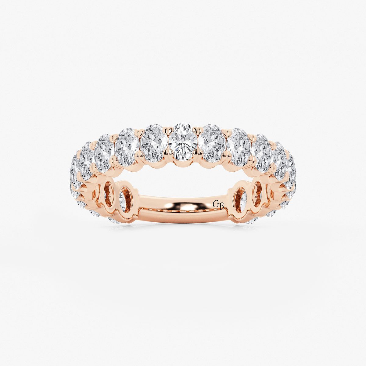 2 ctw Oval Lab Grown Diamond Three Quarter Eternity Wedding Band