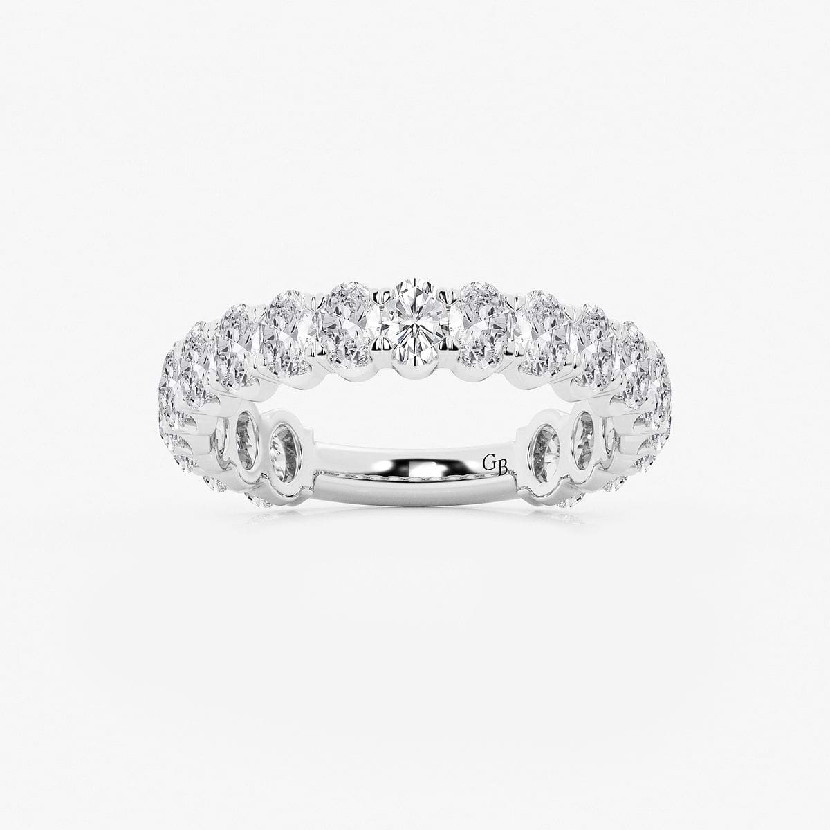 2 ctw Oval Lab Grown Diamond Three Quarter Eternity Wedding Band Platinum, F, VS2