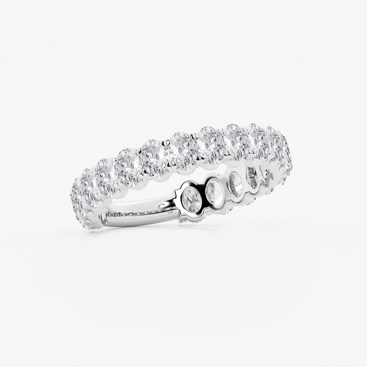 2 ctw Oval Lab Grown Diamond Three Quarter Eternity Wedding Band Platinum, F, VS2