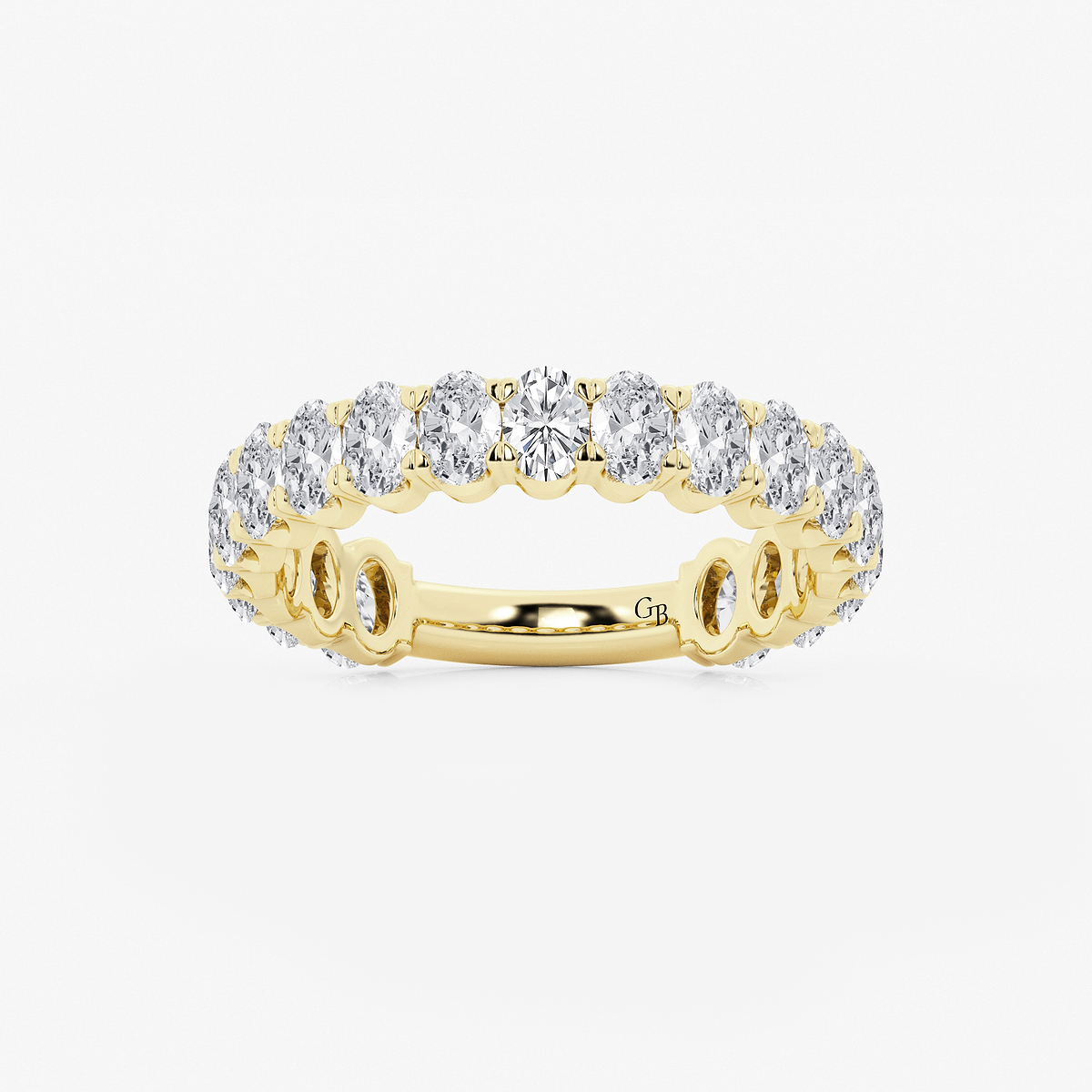 2 ctw Oval Lab Grown Diamond Three Quarter Eternity Wedding Band