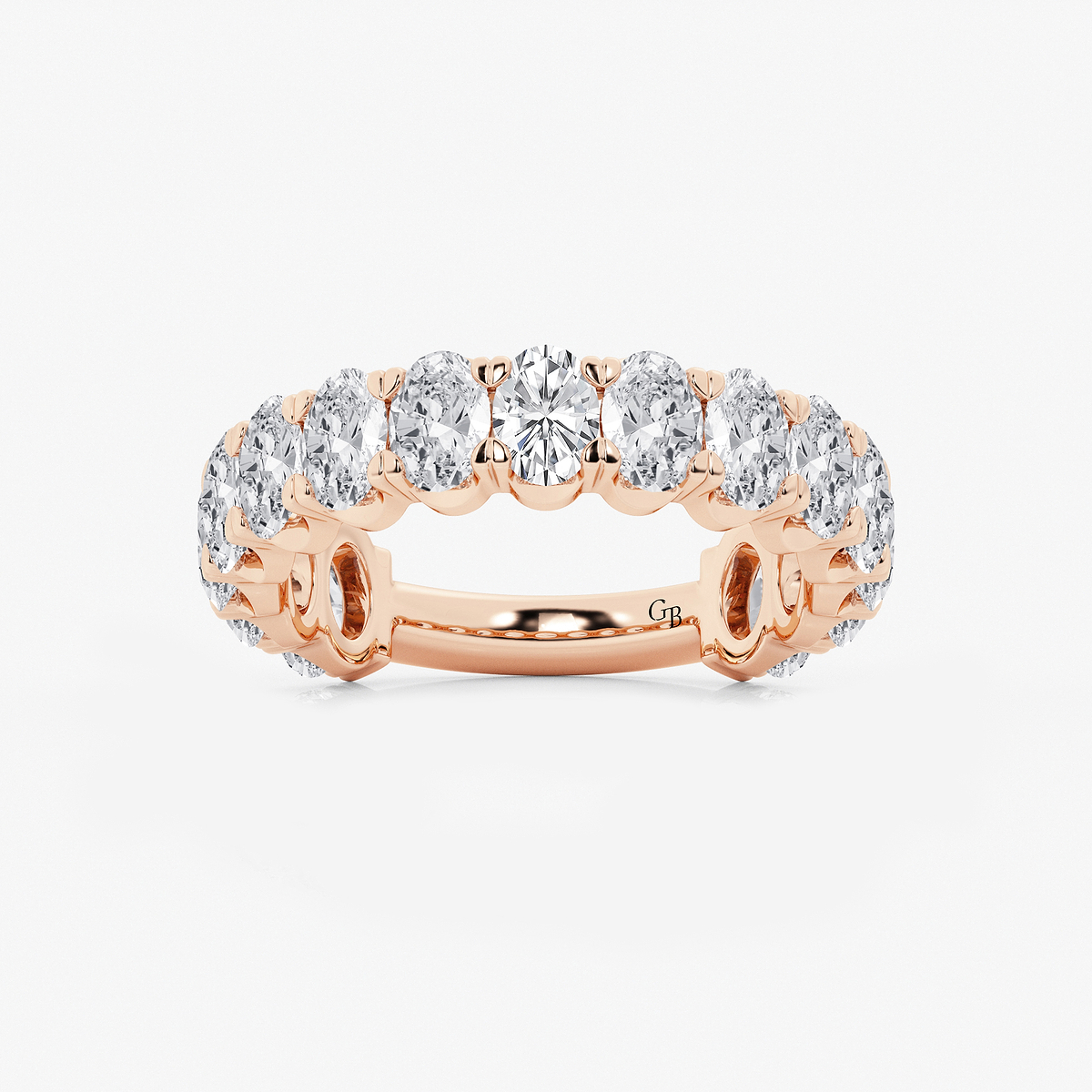 3 ctw Oval Lab Grown Diamond Three Quarter Eternity Wedding Band