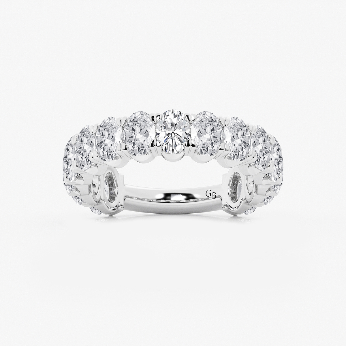 3 ctw Oval Lab Grown Diamond Three Quarter Eternity Wedding Band