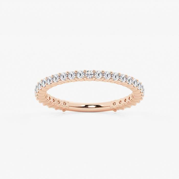 Round Three Quarter Eternity Shared Prong Wedding Band