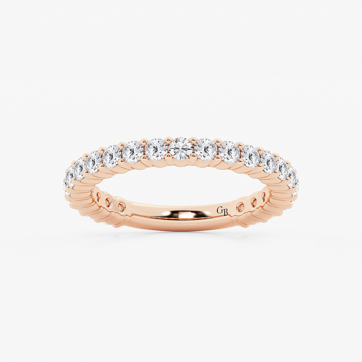 1 ctw Round Lab Grown Diamond Three Quarter Eternity Shared Prong Wedding Band