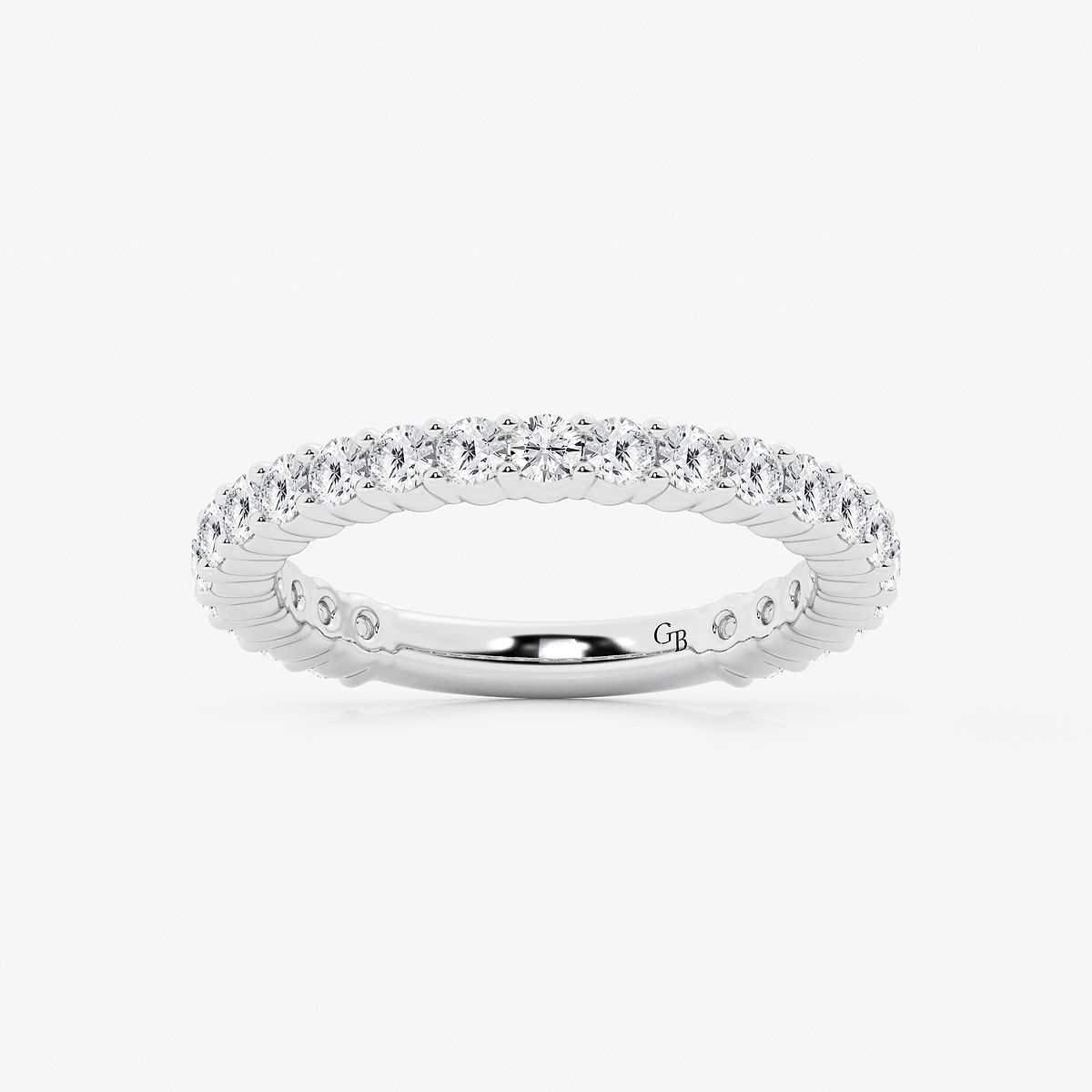 1 ctw Round Lab Grown Diamond Three Quarter Eternity Shared Prong Wedding Band