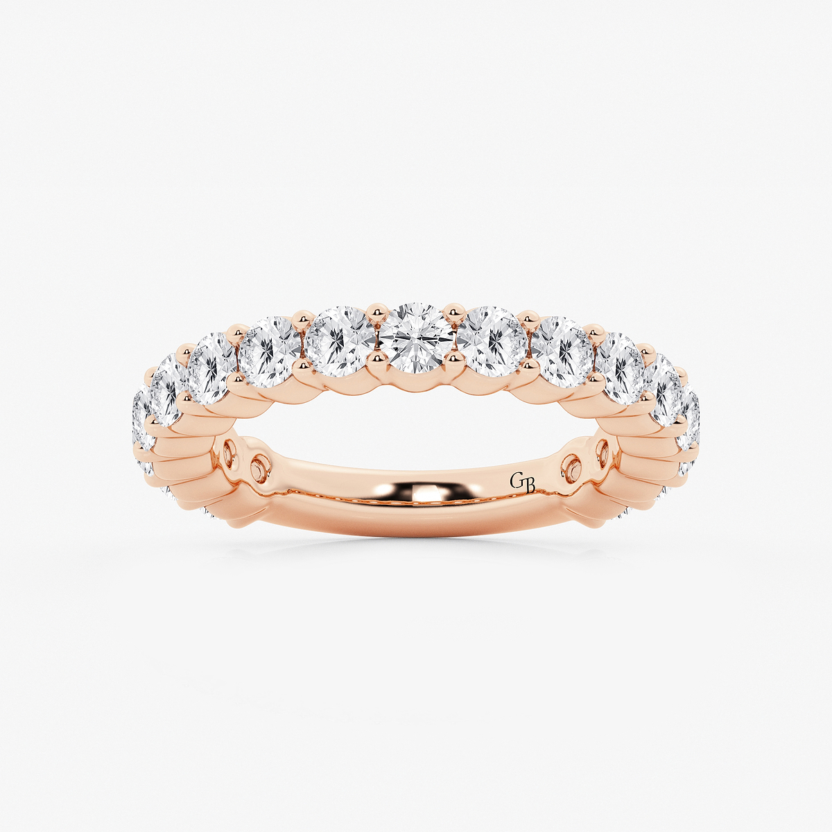 2 ctw Round Lab Grown Diamond Three Quarter Eternity Shared Prong Wedding Band