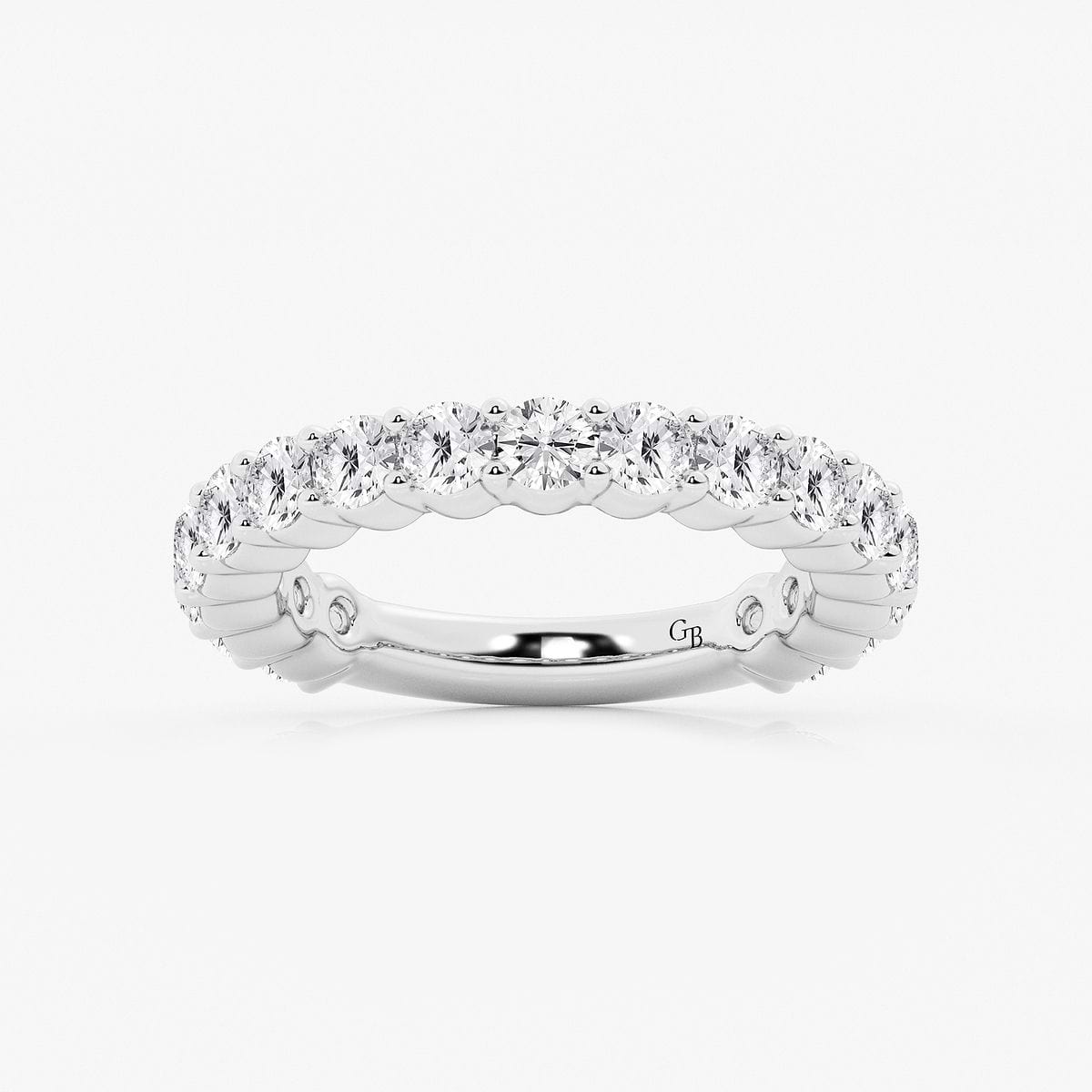 2 ctw Round Lab Grown Diamond Three Quarter Eternity Shared Prong Wedding Band