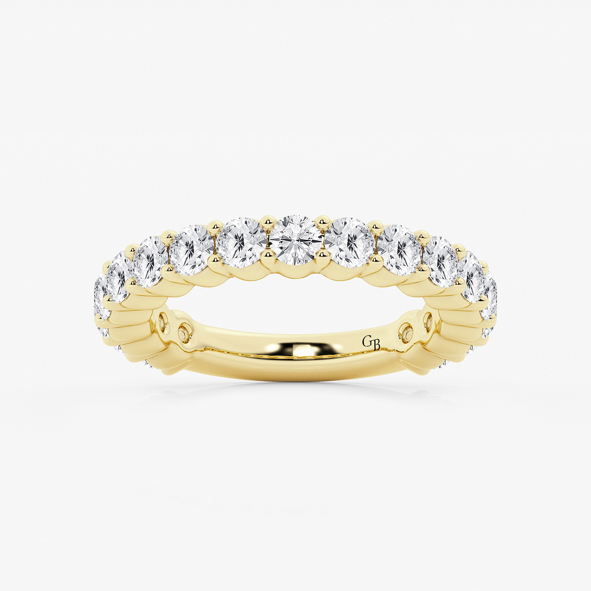 2 ctw Round Lab Grown Diamond Three Quarter Eternity Shared Prong Wedding Band