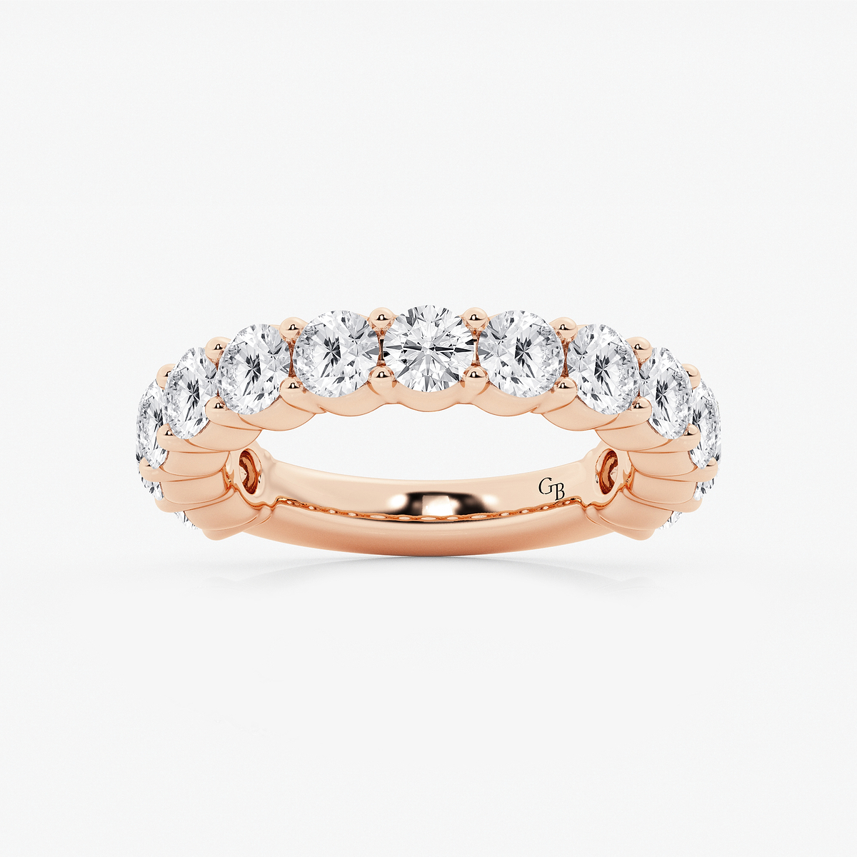 3 ctw Round Lab Grown Diamond Three Quarter Eternity Shared Prong Wedding Band