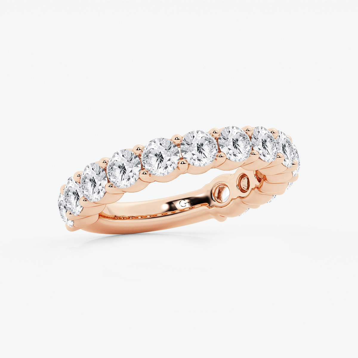 Additional Image 1 for  3 ctw Round Lab Grown Diamond Three Quarter Eternity Shared Prong Wedding Band