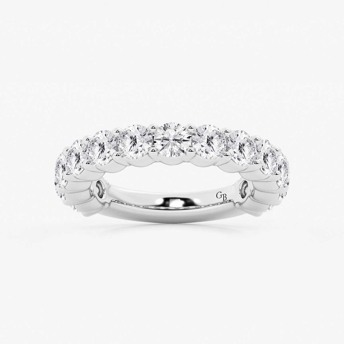 3 ctw Round Lab Grown Diamond Three Quarter Eternity Shared Prong Wedding Band