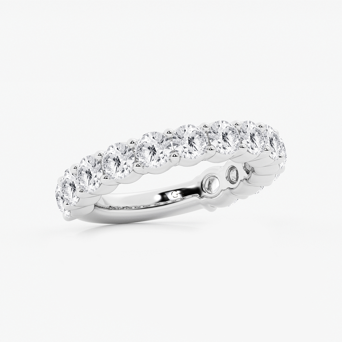 Additional Image 1 for  3 ctw Round Lab Grown Diamond Three Quarter Eternity Shared Prong Wedding Band