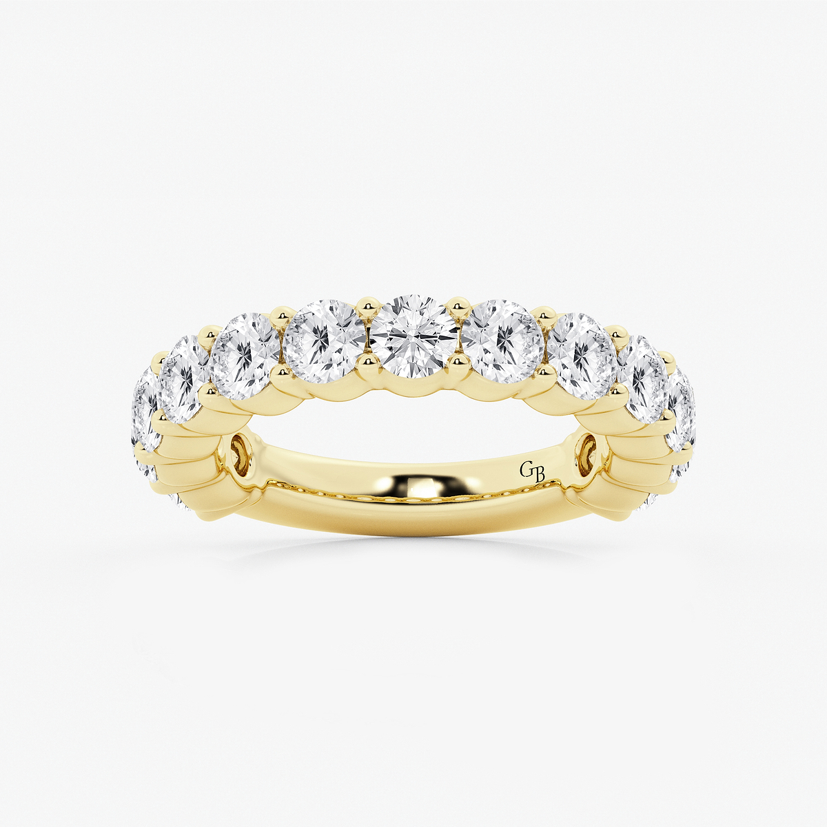 3 ctw Round Lab Grown Diamond Three Quarter Eternity Shared Prong Wedding Band