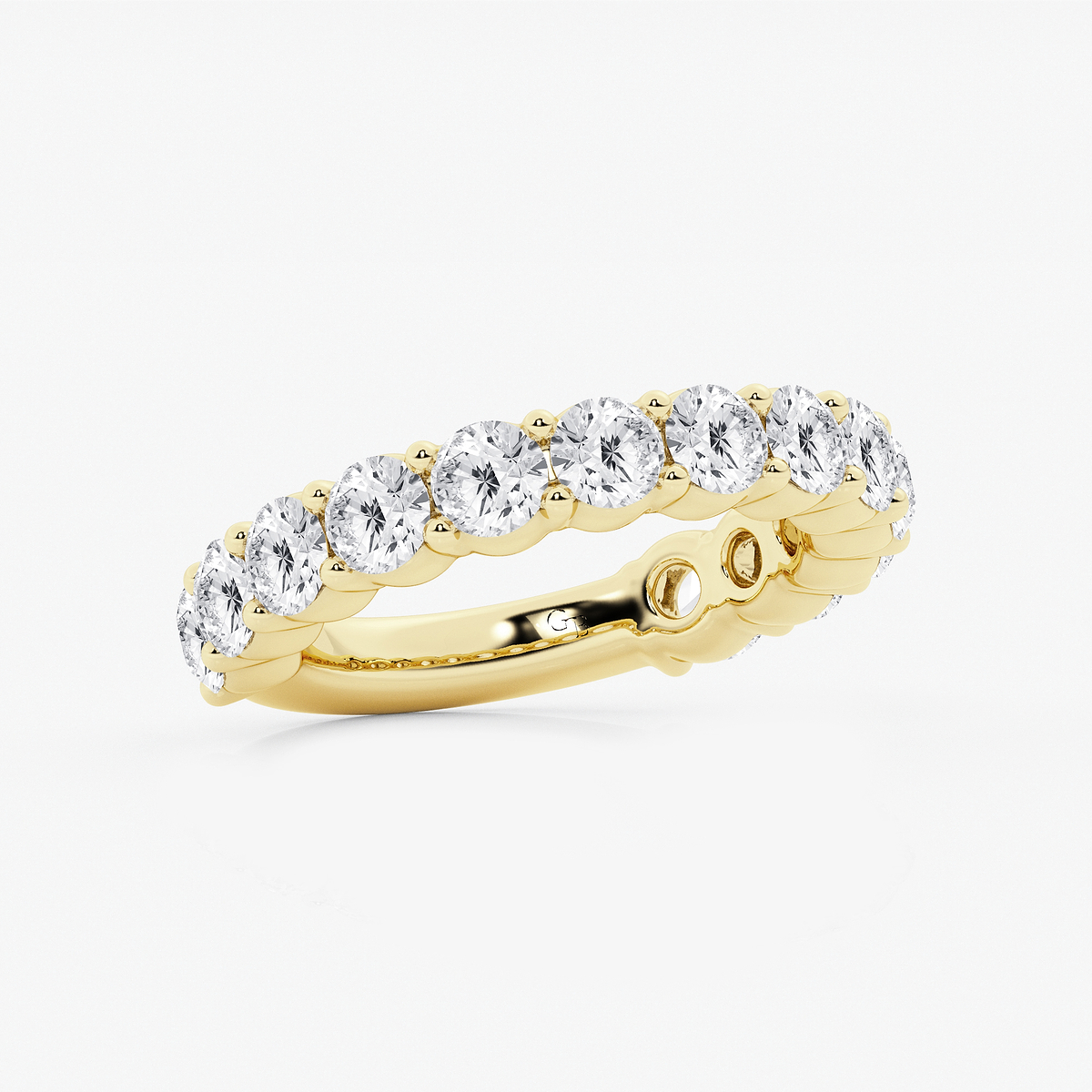 Additional Image 1 for  3 ctw Round Lab Grown Diamond Three Quarter Eternity Shared Prong Wedding Band