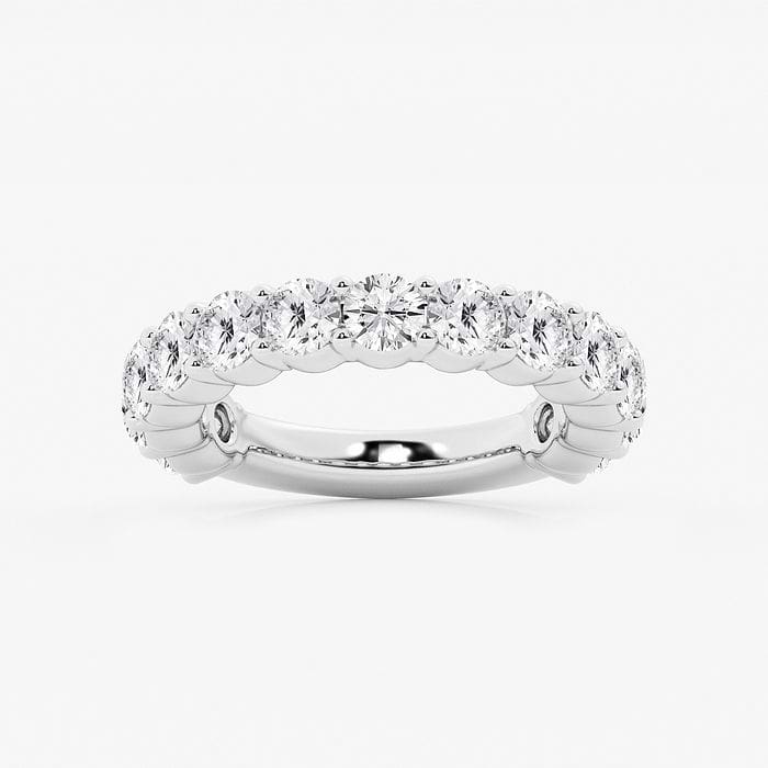 Round Three Quarter Eternity Shared Prong Wedding Band