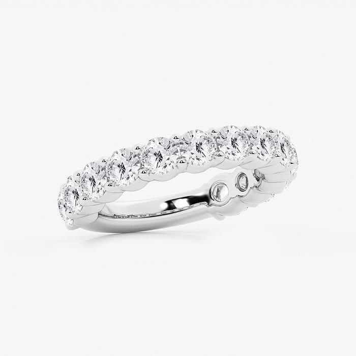 Round Three Quarter Eternity Shared Prong Wedding Band
