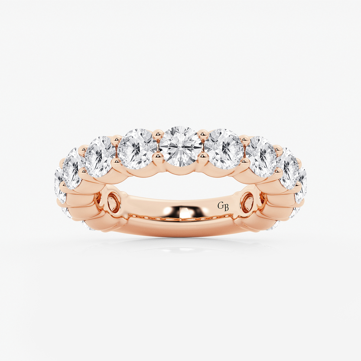 4 ctw Round Lab Grown Diamond Three Quarter Eternity Shared Prong Wedding Band