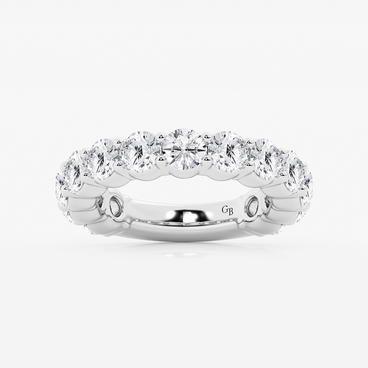 4 ctw Round Lab Grown Diamond Three Quarter Eternity Shared Prong Wedding Band