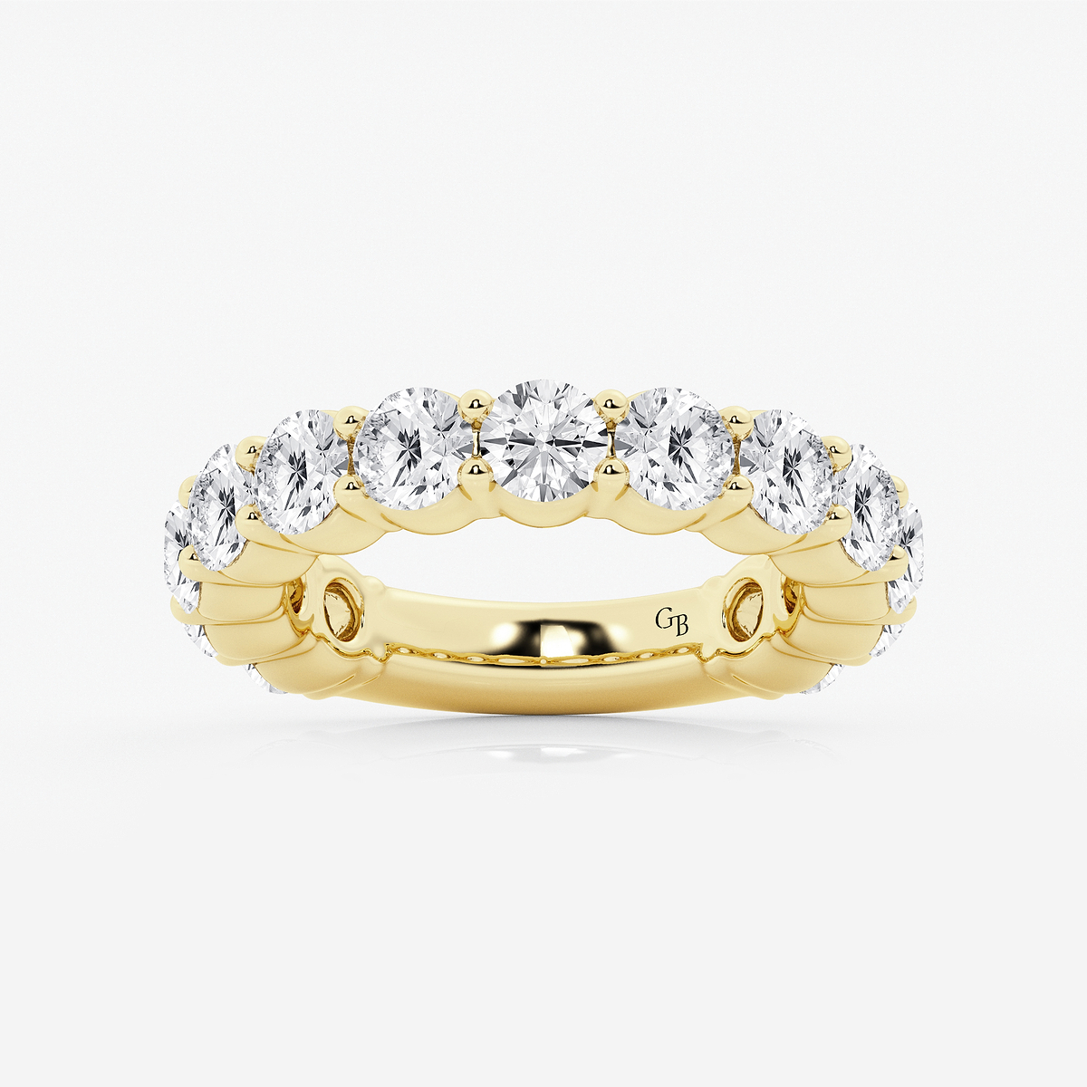 4 ctw Round Lab Grown Diamond Three Quarter Eternity Shared Prong Wedding Band