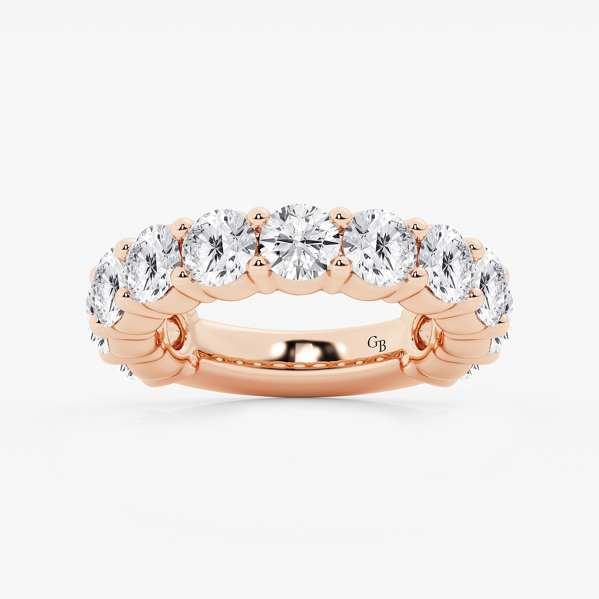 5 ctw Round Lab Grown Diamond Three Quarter Eternity Shared Prong Wedding Band