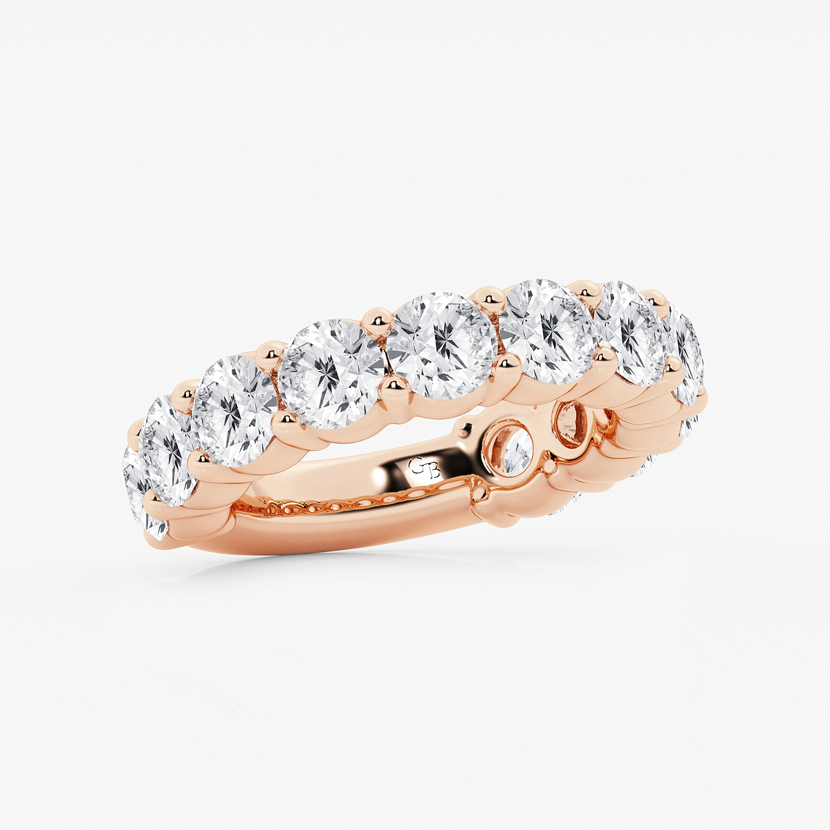 Additional Image 1 for  5 ctw Round Lab Grown Diamond Three Quarter Eternity Shared Prong Wedding Band