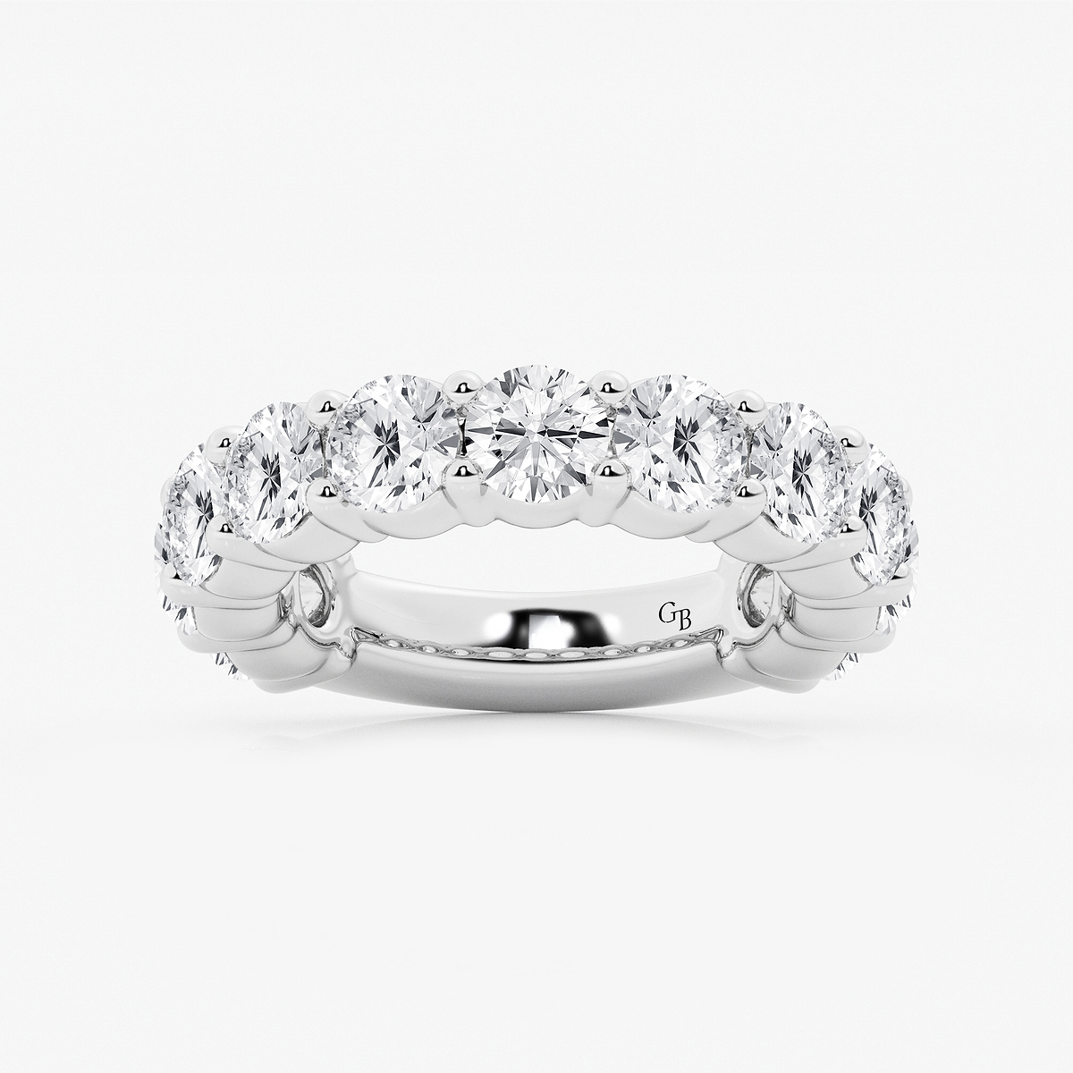5 ctw Round Lab Grown Diamond Three Quarter Eternity Shared Prong Wedding Band