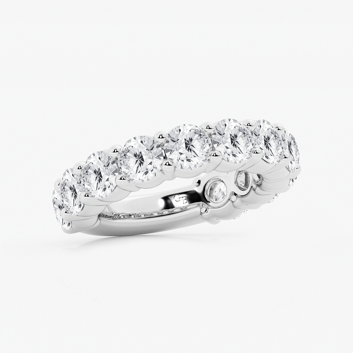 Additional Image 1 for  5 ctw Round Lab Grown Diamond Three Quarter Eternity Shared Prong Wedding Band