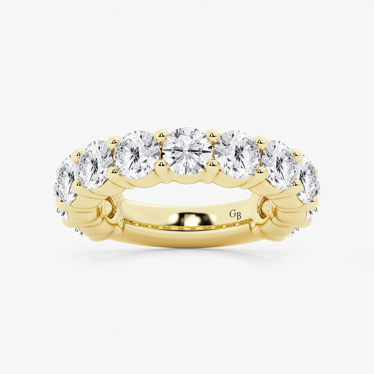 5 ctw Round Lab Grown Diamond Three Quarter Eternity Shared Prong Wedding Band