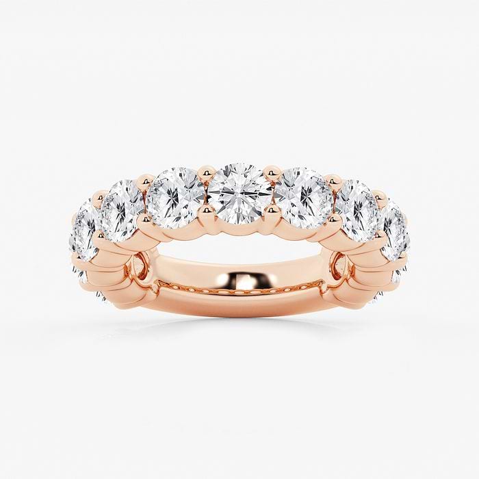 Round Three Quarter Eternity Shared Prong Wedding Band