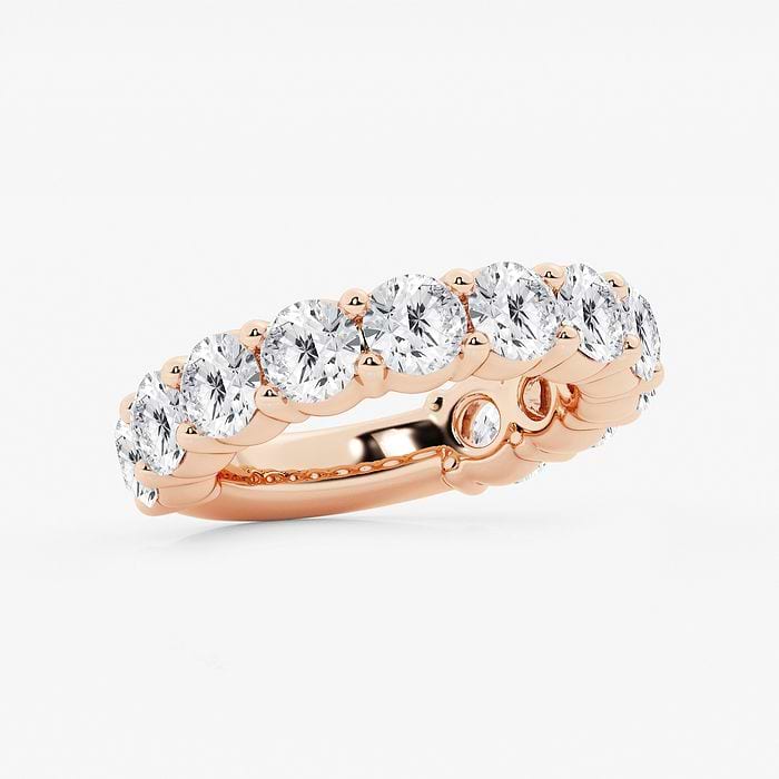 Round Three Quarter Eternity Shared Prong Wedding Band