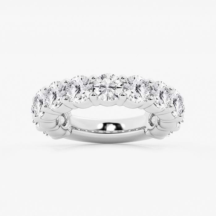 Round Three Quarter Eternity Shared Prong Wedding Band