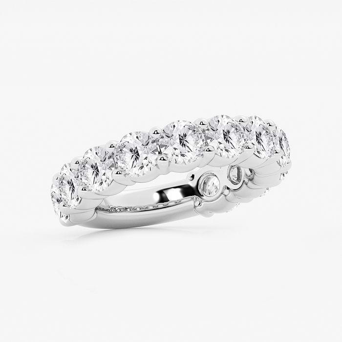 Round Three Quarter Eternity Shared Prong Wedding Band