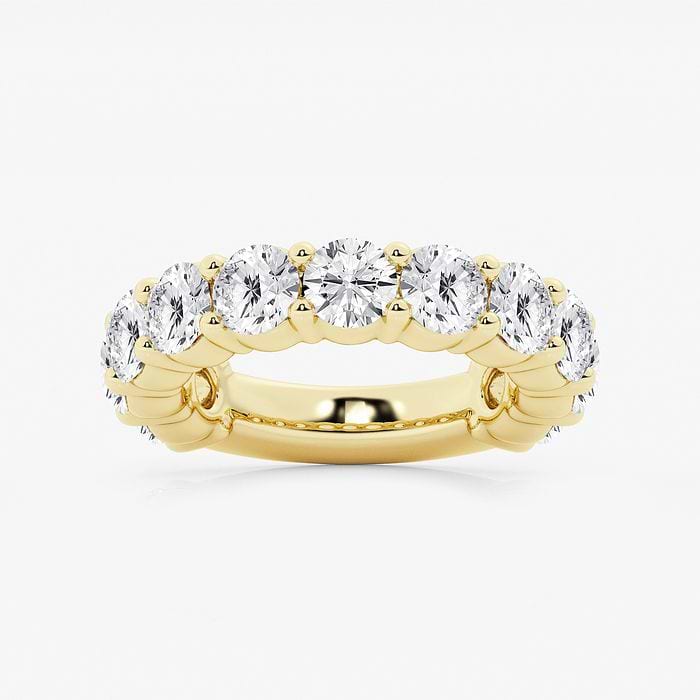Round Three Quarter Eternity Shared Prong Wedding Band